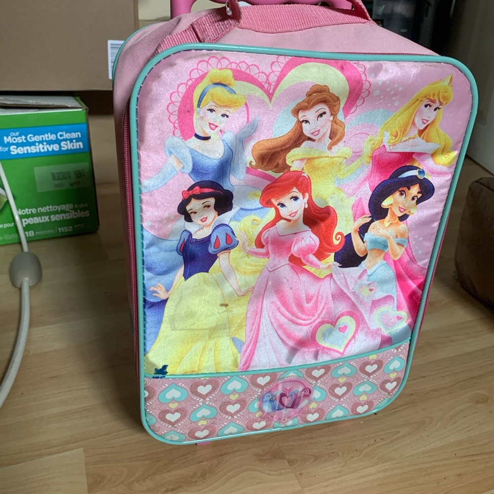 Disney Princess Rolling Backpack Suitcase Pink Kids Travel Bag